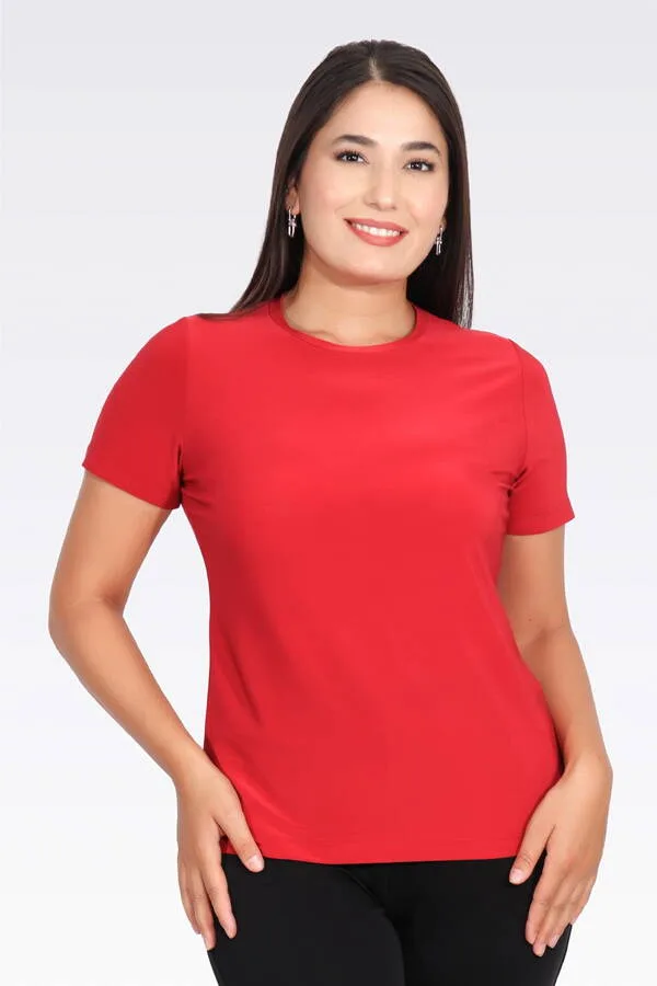 10693 BİSİKLET YAKA KISA KOL ŞIK KUMAŞ ÖRME BLUZ - Romance Adana abiye elbise