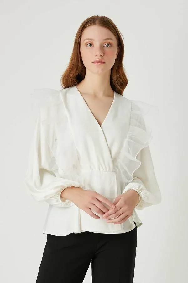 Fever Organza Geçişli Saten Bluz - Romance Adana abiye elbise
